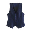 Linen Double Breasted Blazer Vest Straight-leg 3pcs Office Business Formal Pants Suit women