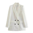 Linen Double Breasted Blazer Vest Straight-leg 3pcs Office Business Formal Pants Suit women