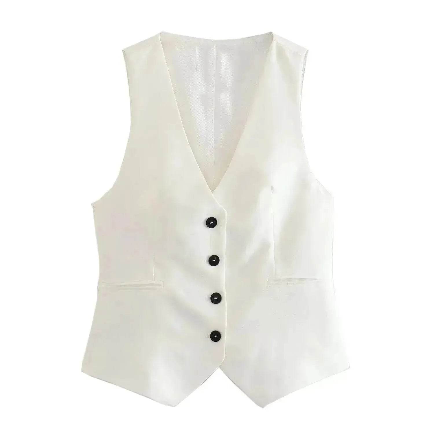Linen Double Breasted Blazer Vest Straight-leg 3pcs Office Business Formal Pants Suit women