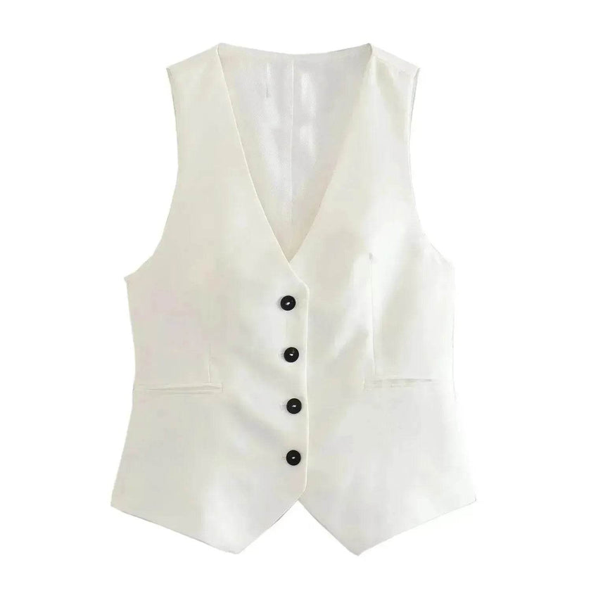 Linen Double Breasted Blazer Vest Straight-leg 3pcs Office Business Formal Pants Suit women