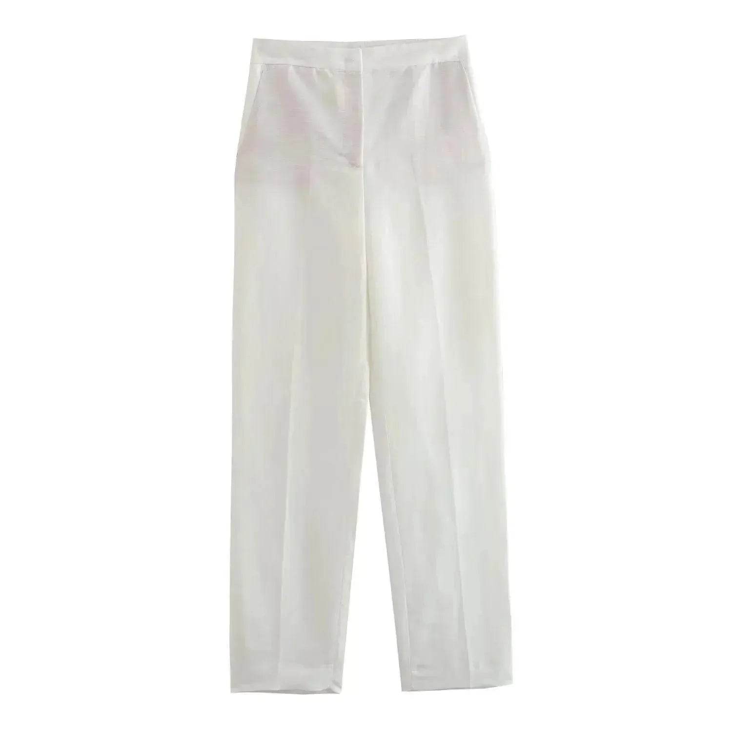 Linen Double Breasted Blazer Vest Straight-leg 3pcs Office Business Formal Pants Suit women