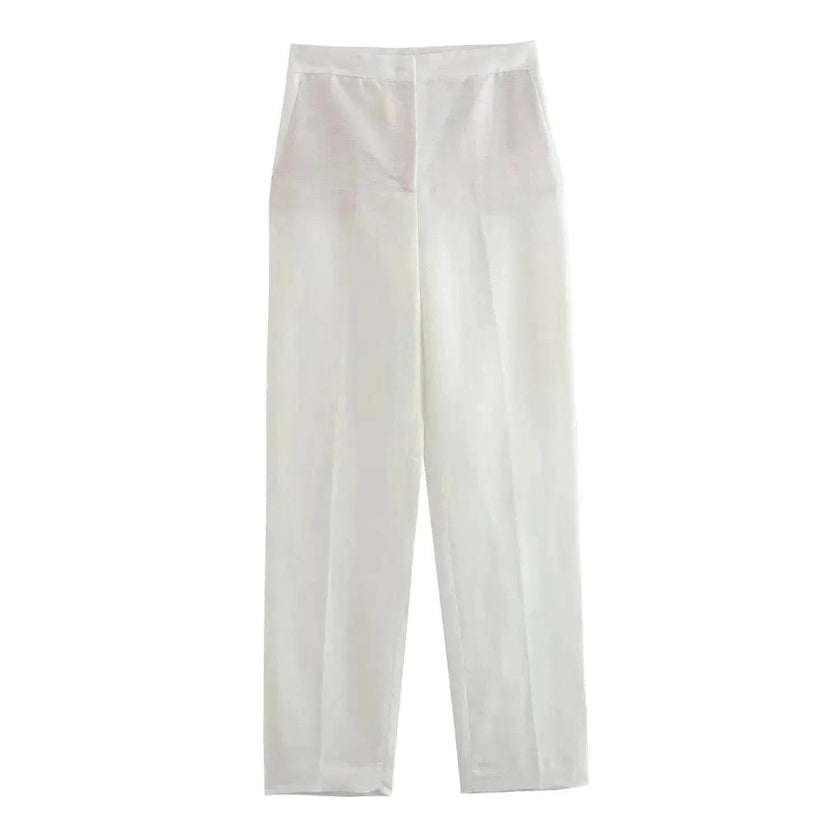 Linen Double Breasted Blazer Vest Straight-leg 3pcs Office Business Formal Pants Suit women