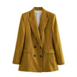 Linen Double Breasted Blazer Vest Straight-leg 3pcs Office Business Formal Pants Suit women