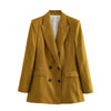 Linen Double Breasted Blazer Vest Straight-leg 3pcs Office Business Formal Pants Suit women