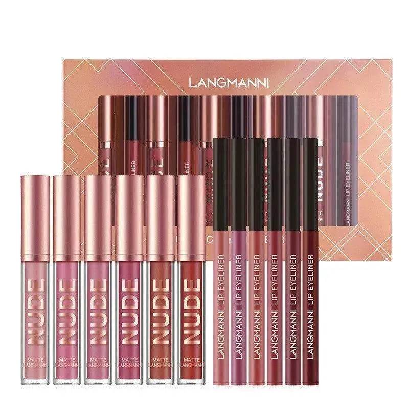 Lip Liner And Lipstick Makeup 12 Pcs Set 6 Matte Lipstick 6 Lip Liner Pens Waterproof Long Lasting Matte Lipstick Beauty Cosmetics Makeup Gift For Girls Lipstick Set