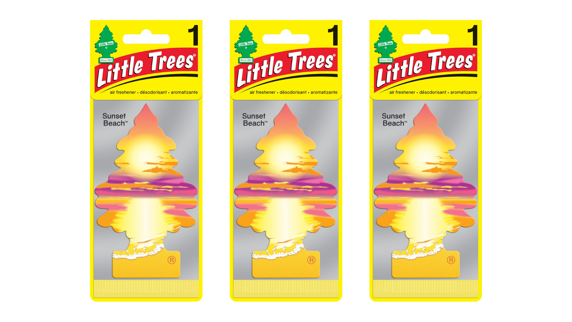 Little Trees Car Air Freshener Sunset Beach (Bundle of 3)