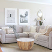 Cecile Mango Wood Drum Coffee Table With Marble Top
