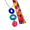 Long Colorful Statement Pendant Necklace, Handmade Polymer Clay