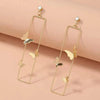 Long Geometric Metal Pop-up Butterfly Stud Drop Earrings