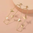 Long Geometric Metal Pop-up Butterfly Stud Drop Earrings