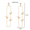 Long Geometric Metal Pop-up Butterfly Stud Drop Earrings
