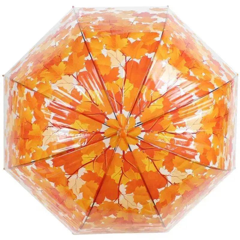 Long Handle Transparent Umbrella Painted Umbrella Maple Leaf Umbrella