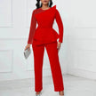 Long Sleeve Mesh Splicing Beads Banquet Plus Size Jumpsuit