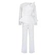 Long Sleeve Mesh Splicing Beads Banquet Plus Size Jumpsuit