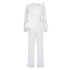 Long Sleeve Mesh Splicing Beads Banquet Plus Size Jumpsuit