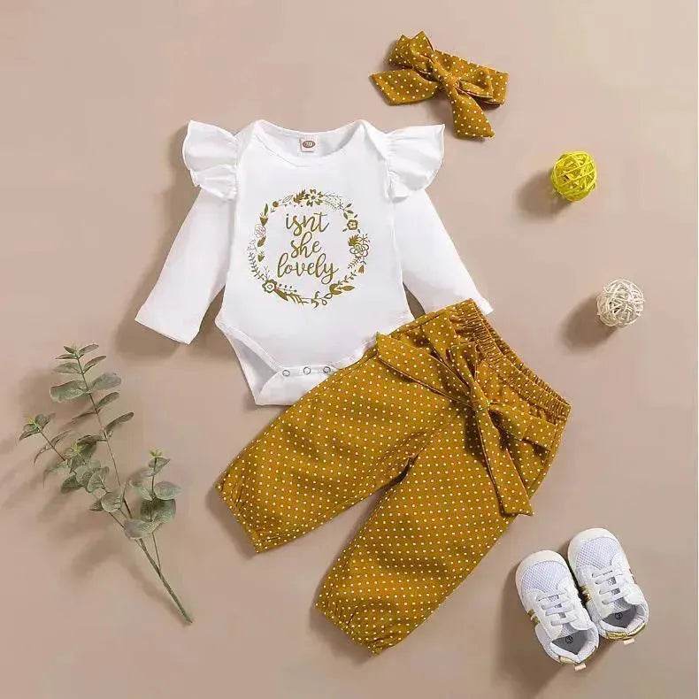 Long-sleeved baby girl Autumn Suit Pullover Three-Piece Children Clothing