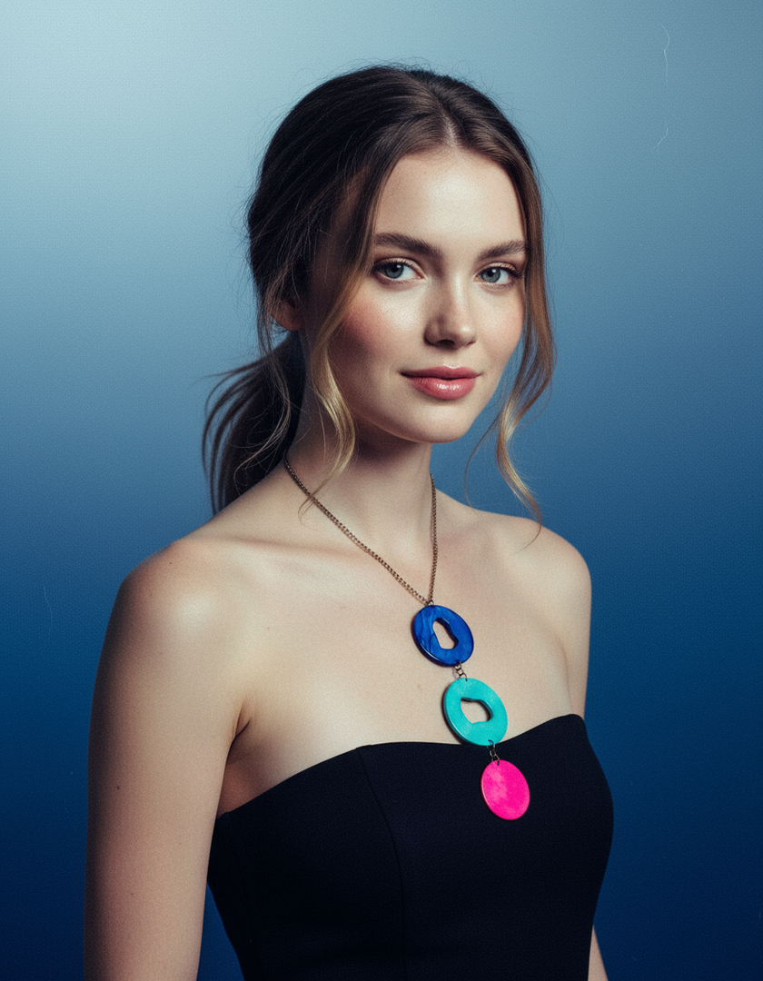 Long Colorful Statement Pendant Necklace, Handmade Polymer Clay
