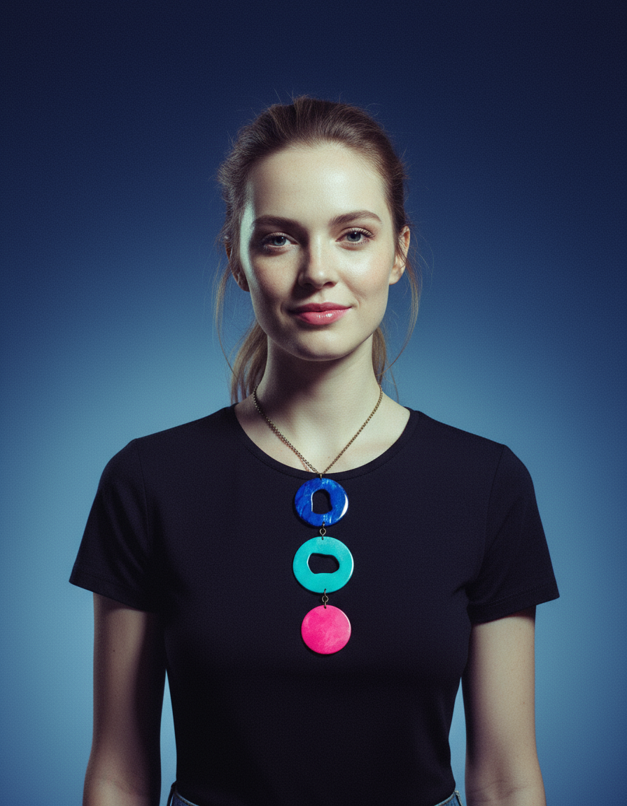 Long Colorful Statement Pendant Necklace, Handmade Polymer Clay