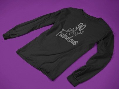 90 & Fabulous Rhinestone Shirt – 90th Birthday Sparkle Bling Apparel | Blingdazzel