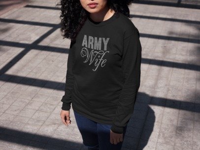 Army Wife Rhinestone Shirt – Military Spouse Sparkle Bling Apparel | Blingdazzel