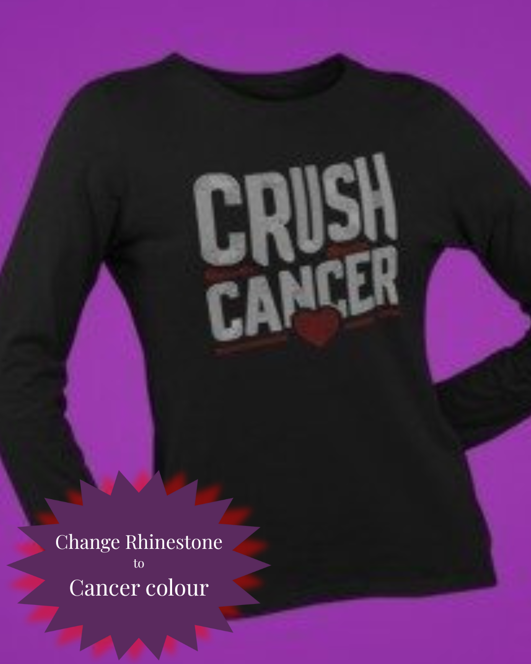 Crush Cancer Rhinestone Shirt – Cancer Awareness Sparkle Bling Apparel | Blingdazzel
