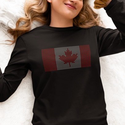 Canada Flag Rhinestone Shirt – Canada Day Sparkle Bling Apparel | Blingdazzel