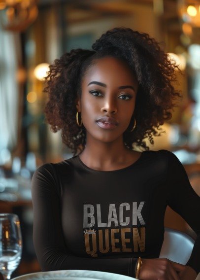 Black Queen Rhinestone Shirt – Bold Empowerment Sparkle Bling Apparel | Blingdazzel