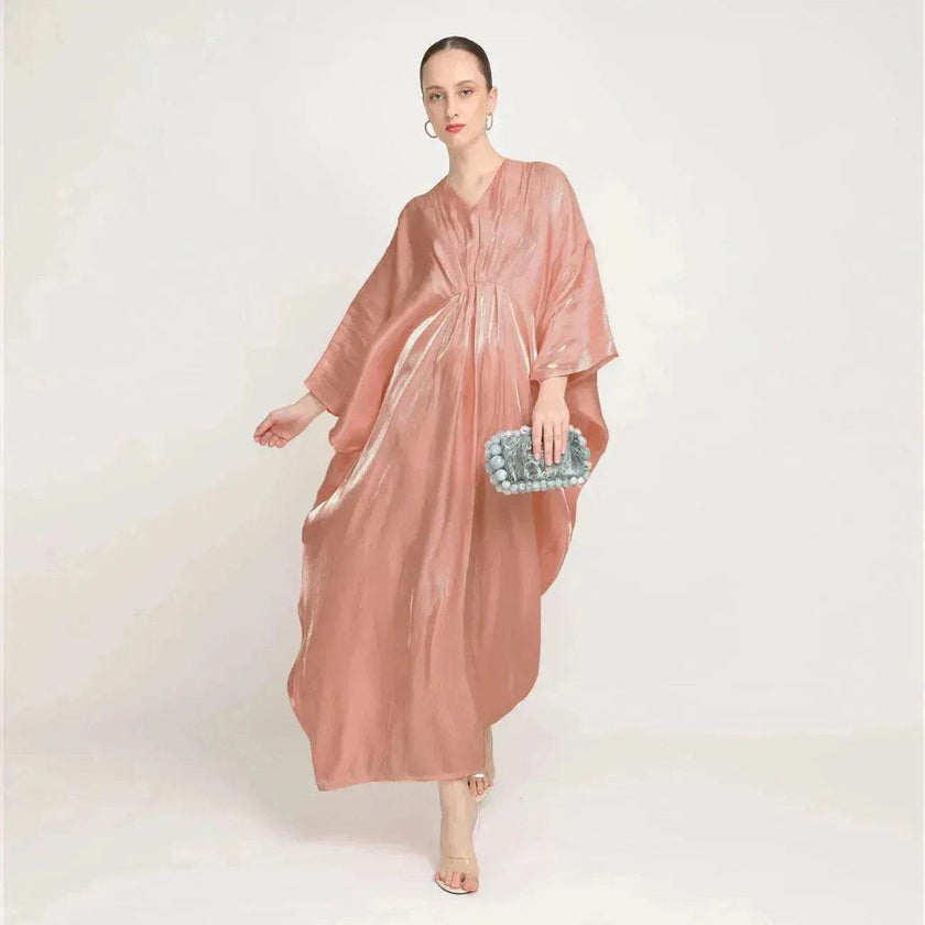 Loose Batwing Long Sleeve Abaya Dress for Arab Dubai Turkey Middle East Women
