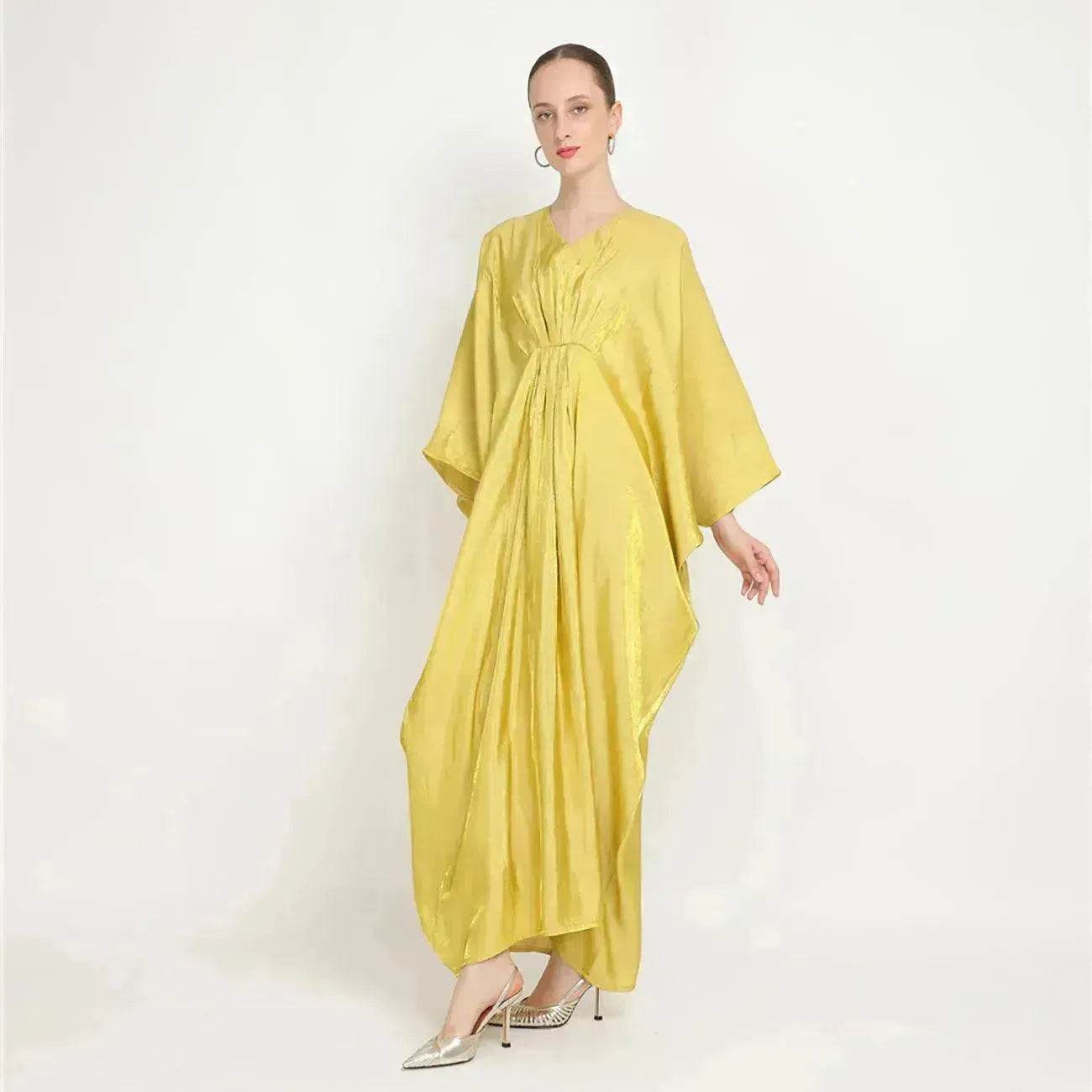 Loose Batwing Long Sleeve Abaya Dress for Arab Dubai Turkey Middle East Women
