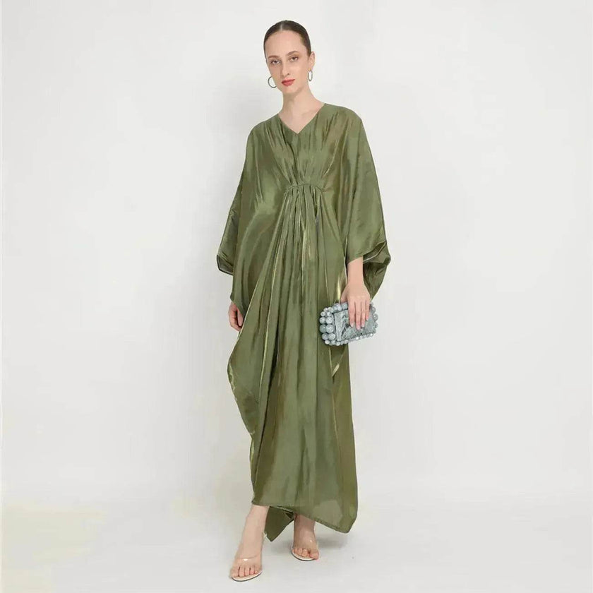 Loose Batwing Long Sleeve Abaya Dress for Arab Dubai Turkey Middle East Women