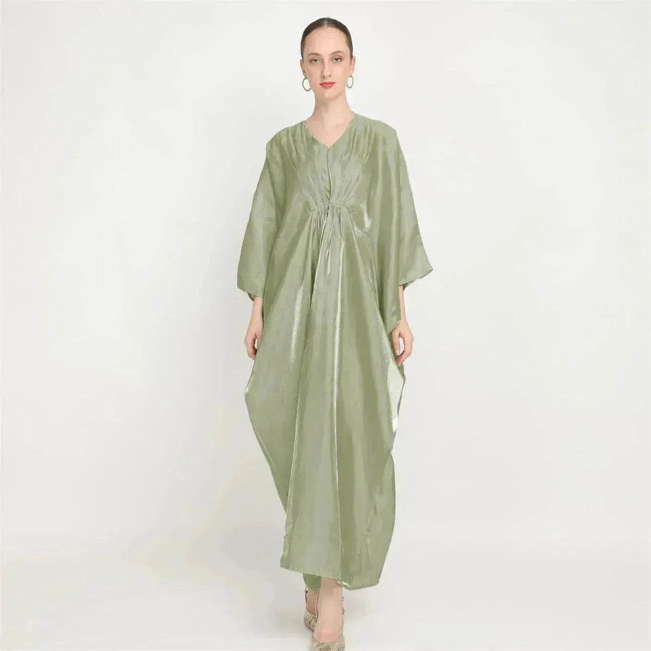 Loose Batwing Long Sleeve Abaya Dress for Arab Dubai Turkey Middle East Women