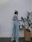 Loose Mopping Denim Overalls Trousers Women Denim Jumper Pant for Women