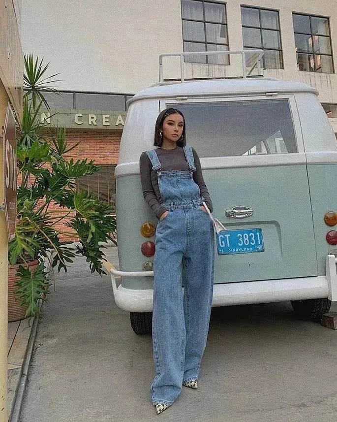 Loose Mopping Denim Overalls Trousers Women Denim Jumper Pant for Women