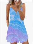 Loose Sleeveless Sling Summer Beach Printed Floral Mini Dress