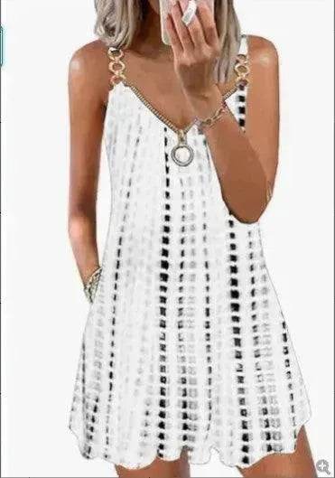 Loose Sleeveless Sling Summer Beach Printed Floral Mini Dress