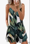Loose Sleeveless Sling Summer Beach Printed Floral Mini Dress