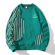 Loose Sports Long-sleeved T-shirt Patchwork Stripes Printed Men's Clothing Round-neck Sweater