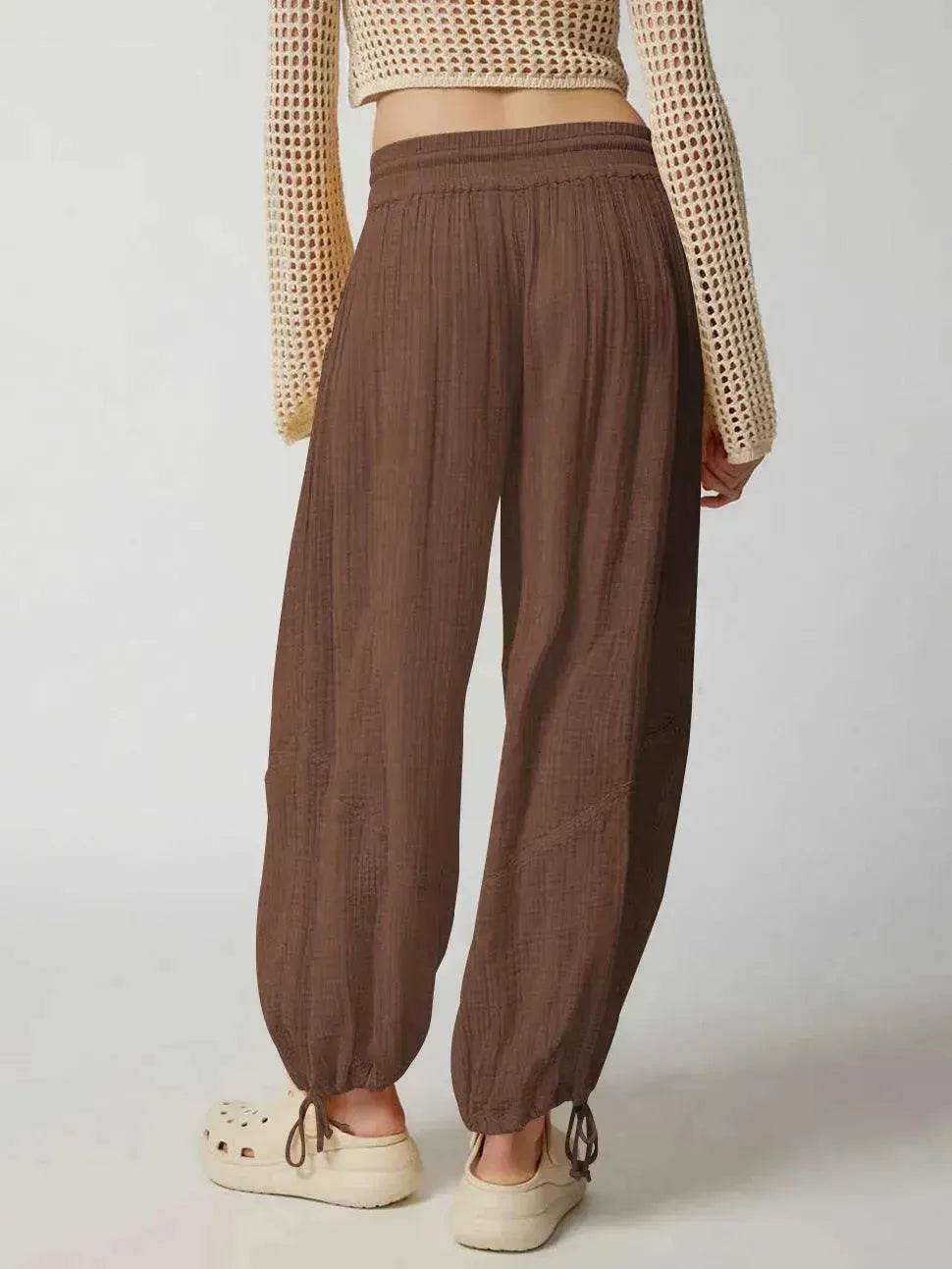 Loose Wide Leg Pants Women Drawstring Leggings Trousers
