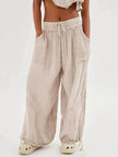 Loose Wide Leg Pants Women Drawstring Leggings Trousers