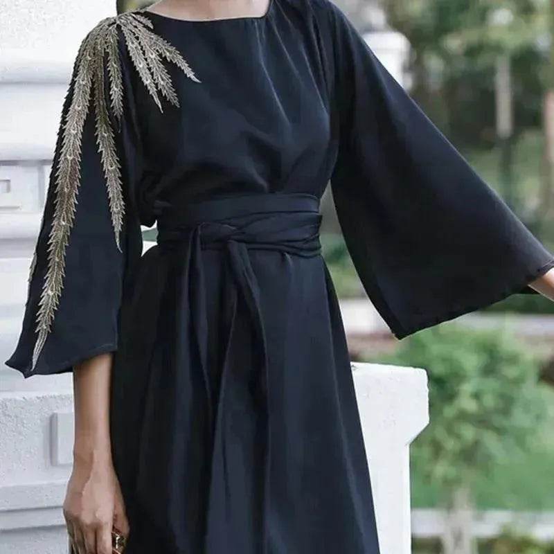 Loriya Exquisite Embroidery Sleeve Cardigan Women's Dress Evening Party Cocktail Party Dress