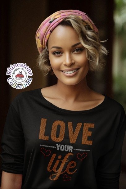 LOVE Your Life Rhinestone Shirt – Positive Sparkle Bling Tee | Blingdazzel
