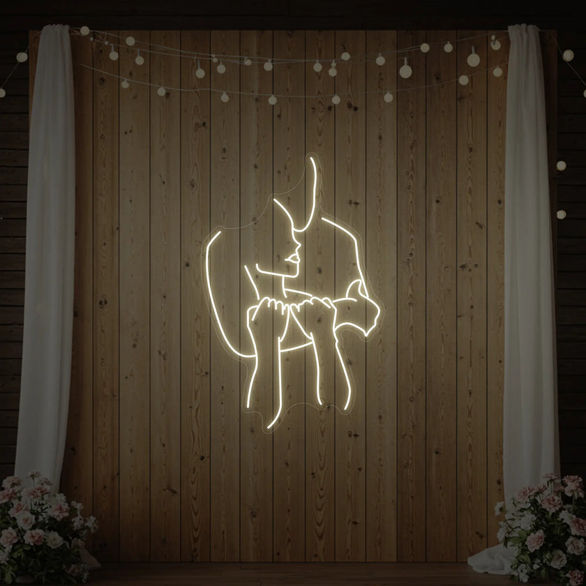 Lovers Holding Each Other Neon Sign