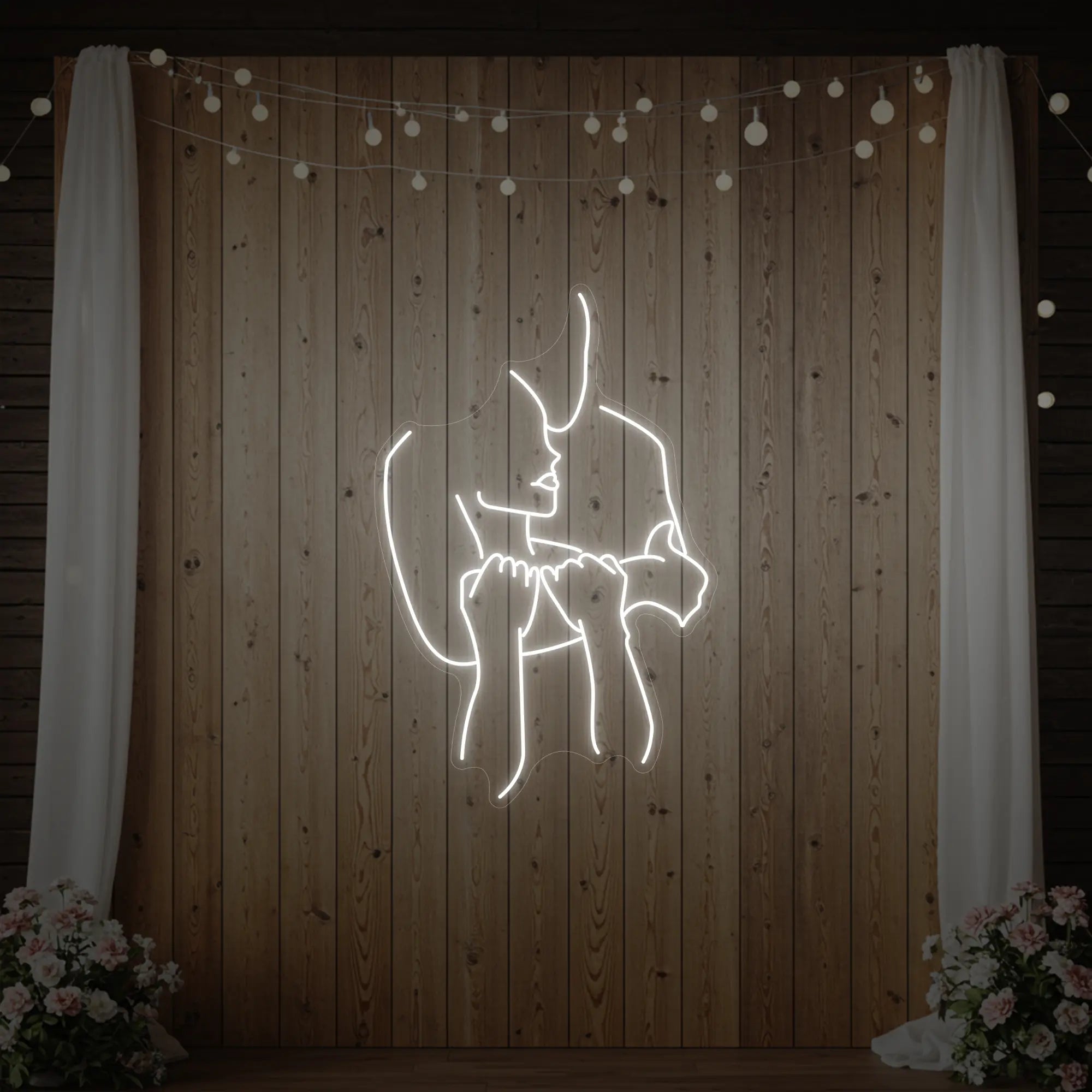 Lovers Holding Each Other Neon Sign