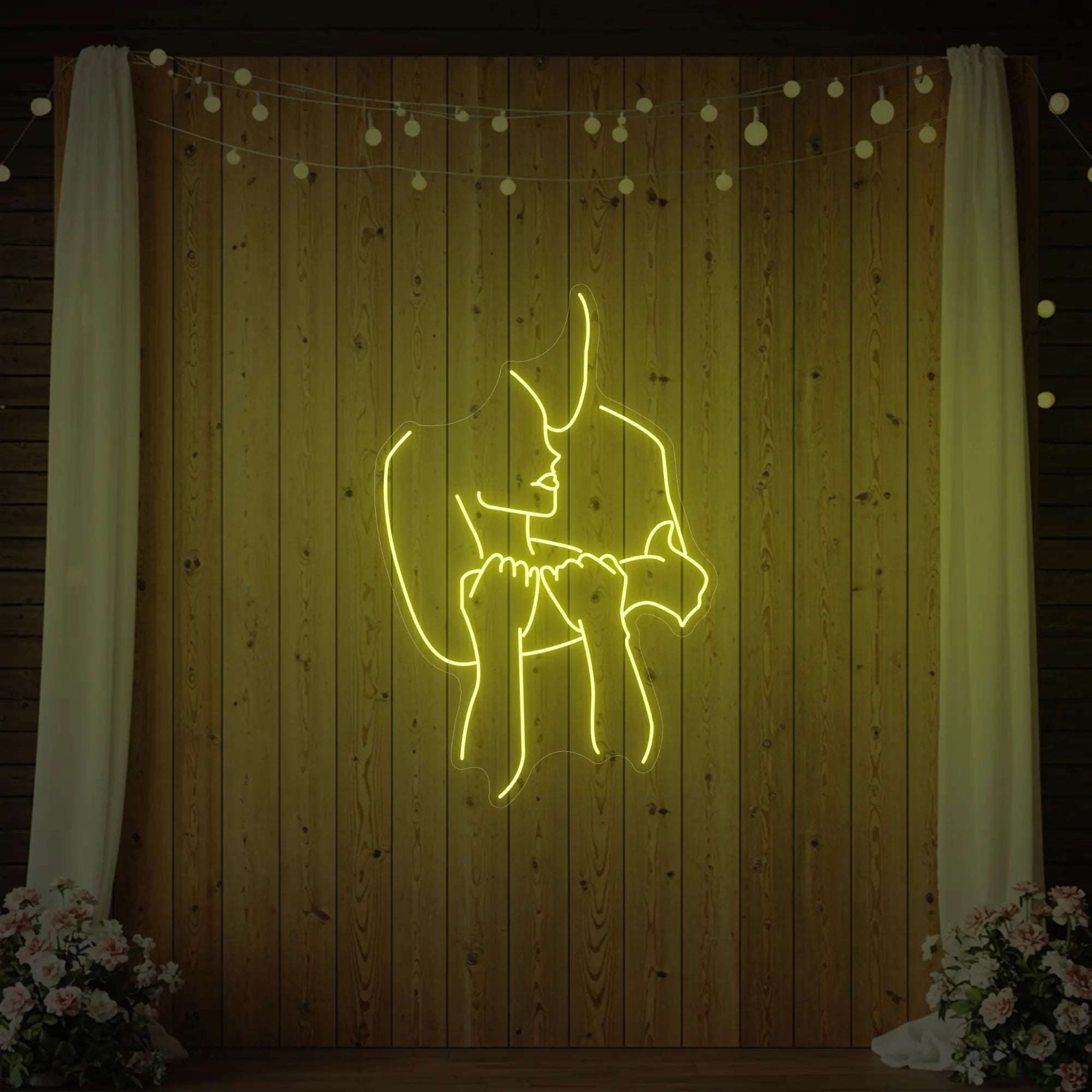 Lovers Holding Each Other Neon Sign