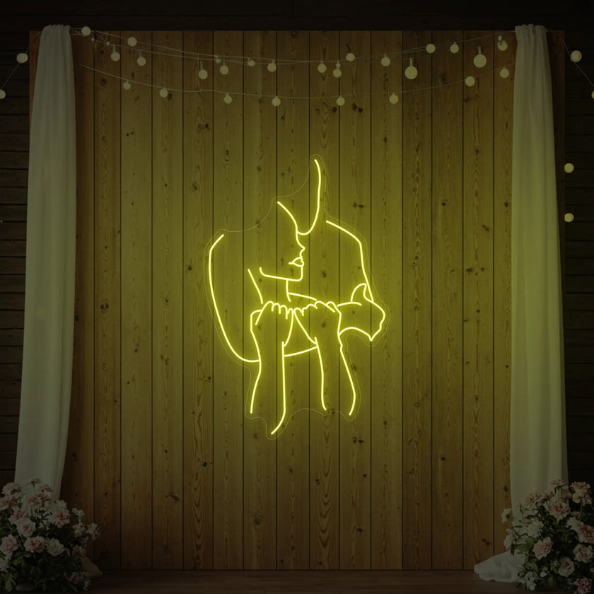 Lovers Holding Each Other Neon Sign