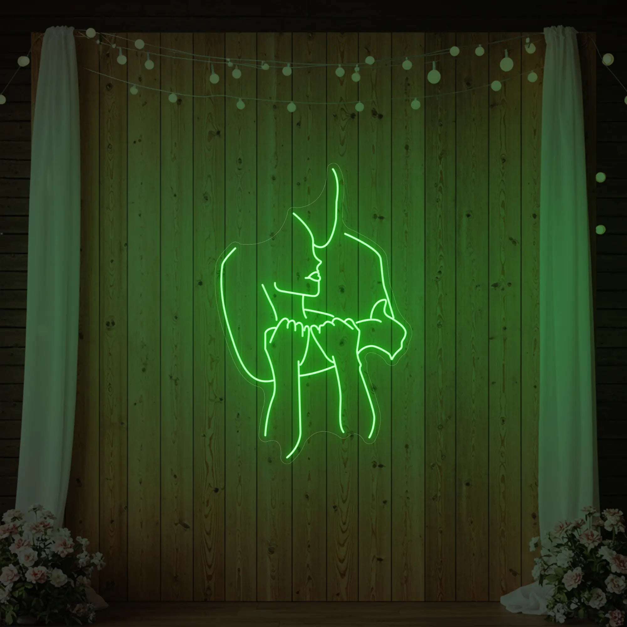 Lovers Holding Each Other Neon Sign
