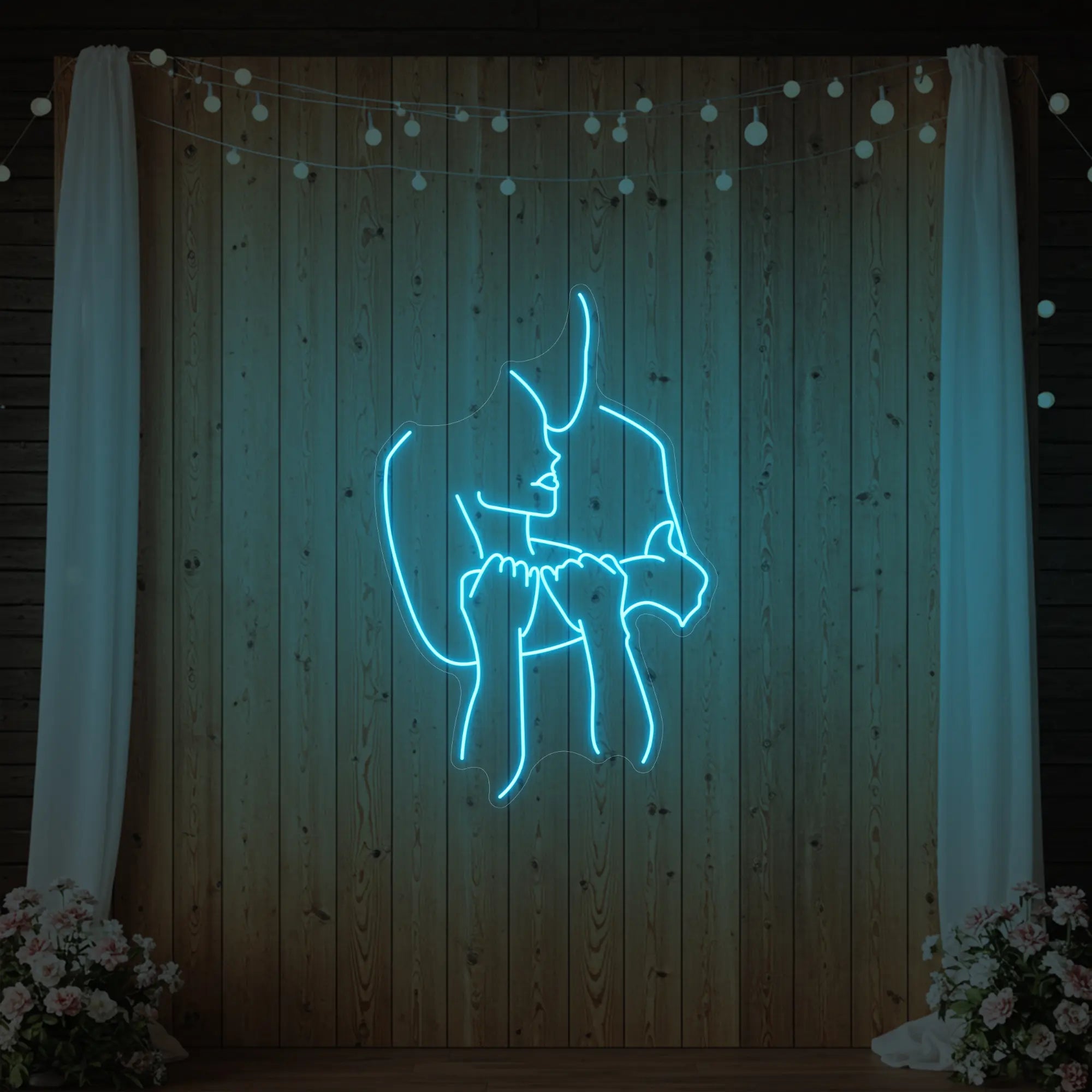 Lovers Holding Each Other Neon Sign