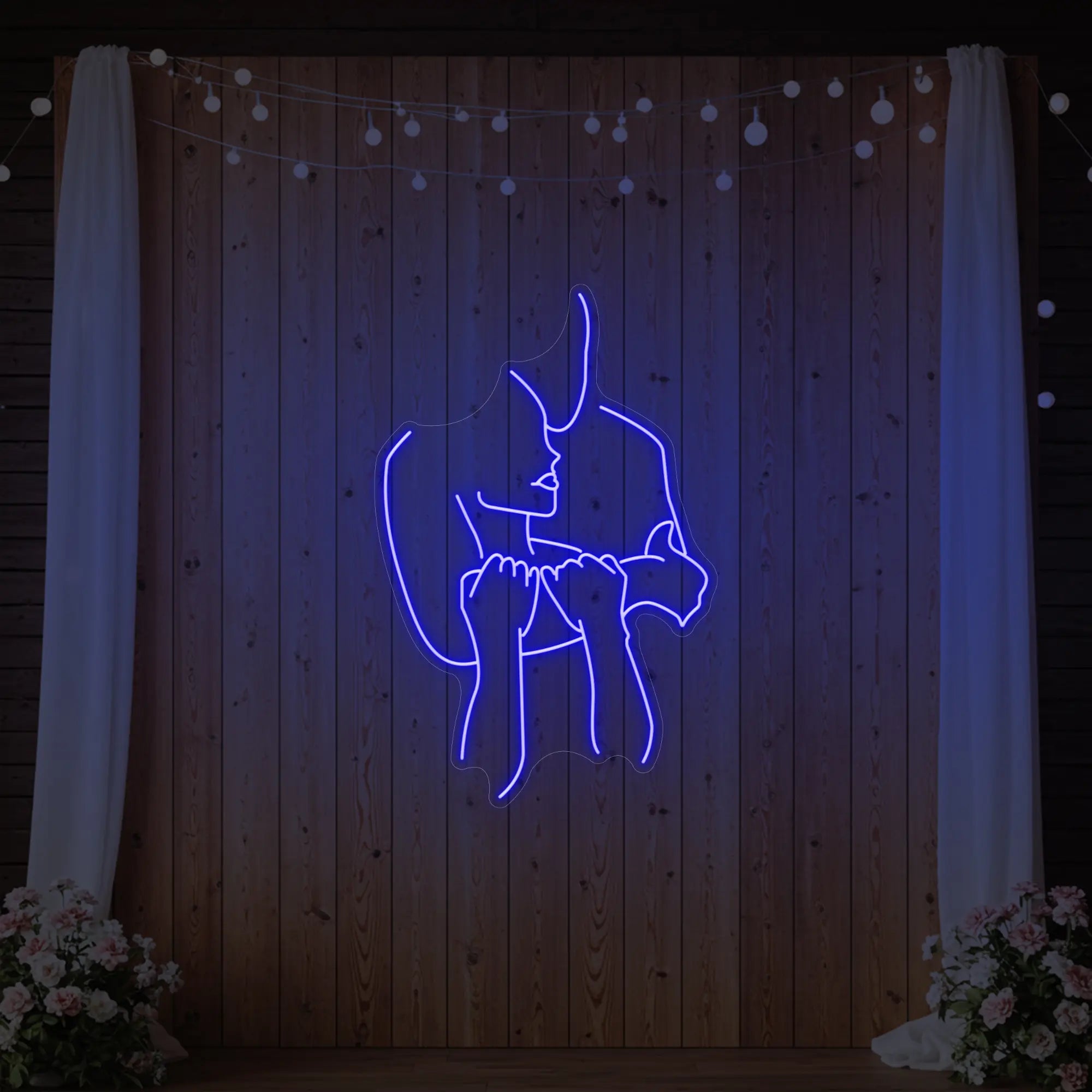 Lovers Holding Each Other Neon Sign