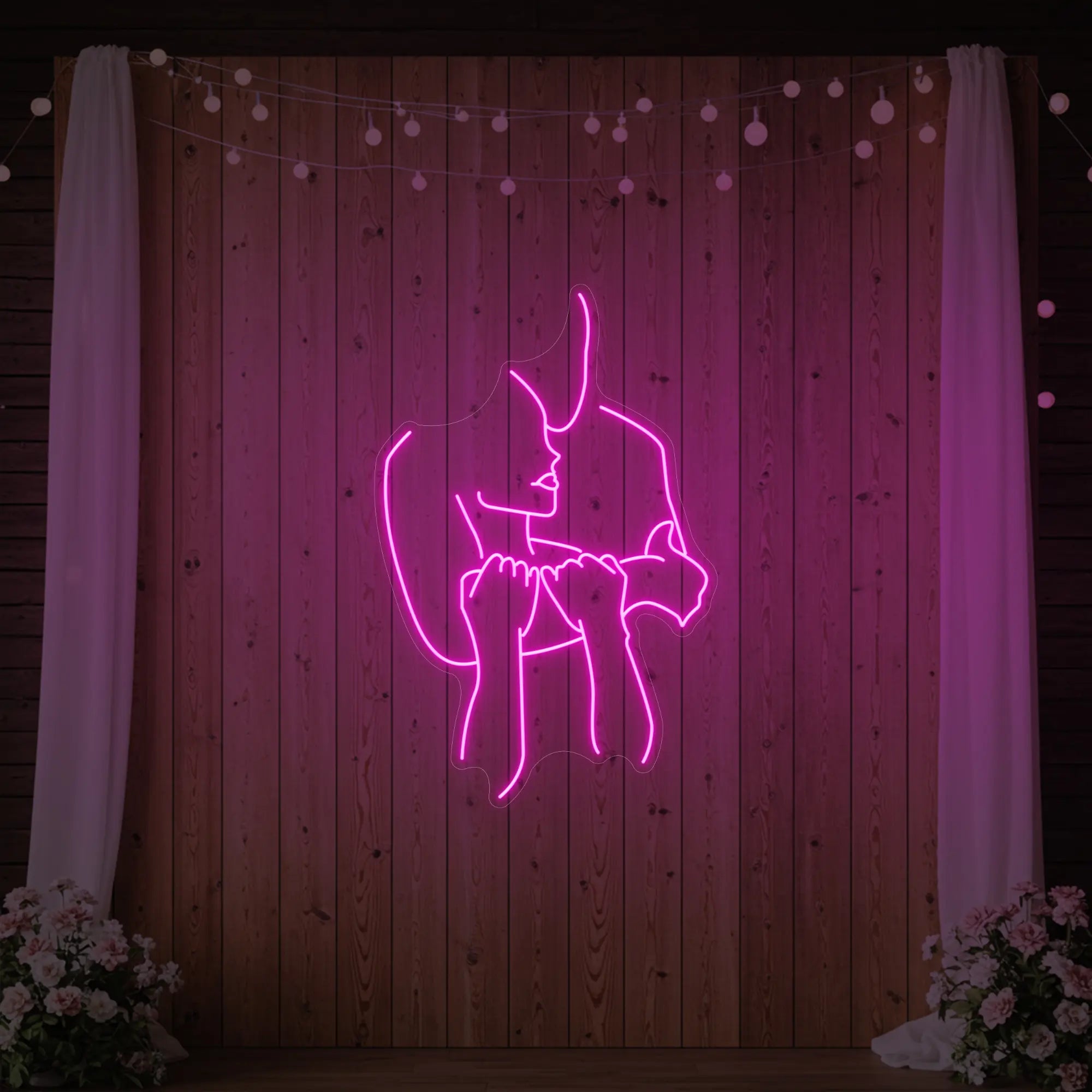 Lovers Holding Each Other Neon Sign