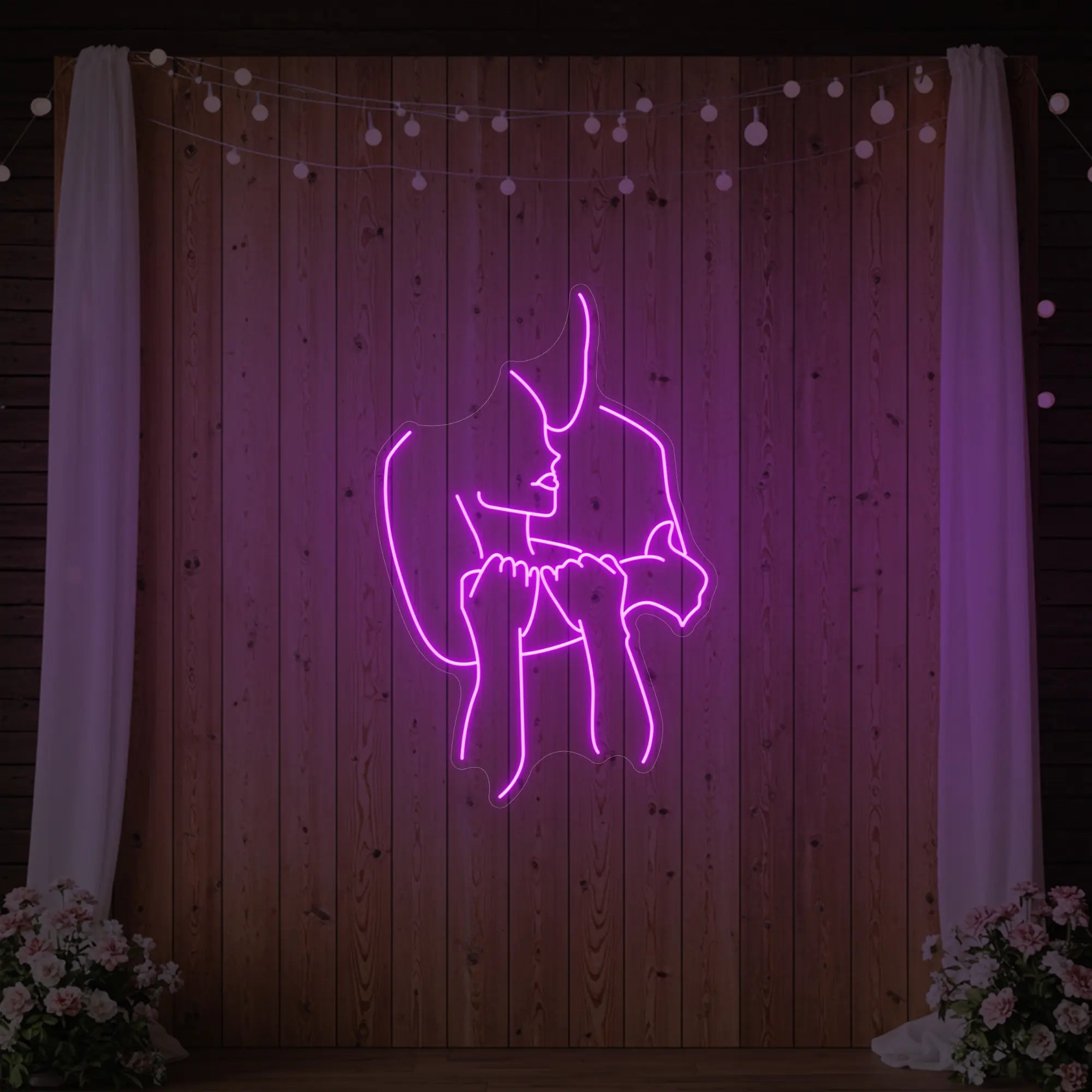 Lovers Holding Each Other Neon Sign